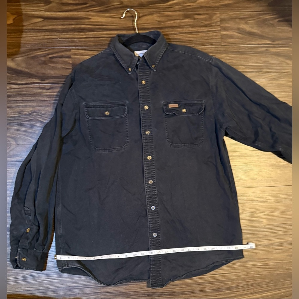 Men’s Carhartt Dark Blue Button-Up Shirt with Chest Pockets Large Tall - Picture 4 of 5